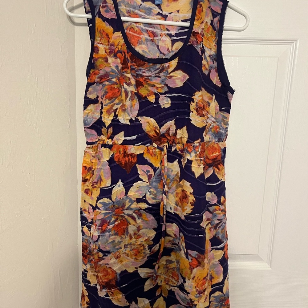 Simply Vera Vera Wang Blue Gold Midi Sundress Sleeveless Scoop Neck